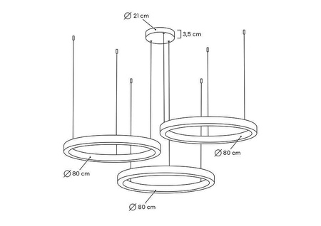 MOOSEE lampa wisząca RING 80 + 80 + 80    złota na jednej podsufitce