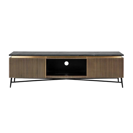 RICHMOND szafka RTV IRONVILLE – marmur, metal, MDF, sklejka brzozowa