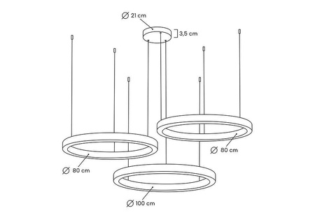 MOOSEE lampa wisząca RING 80 + 80 + 100   złota na jednej podsufitce