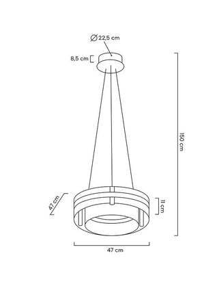 Lampa wisząca SATURNUS 47 DUO złota - LED, szkło, stal szczotkowana