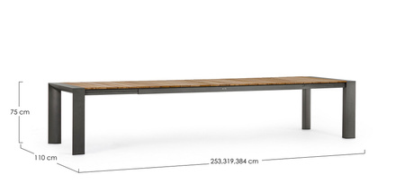 BIZZOTTO stół ogrodowy CAMERON 253-384    naturalny / rozkładany