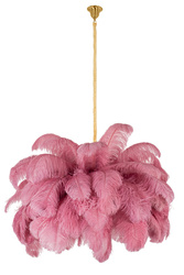 MOOSEE lampa wisząca TIFFANY 135 różowa   mosiądz / naturalne pióra