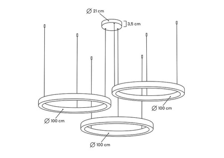 MOOSEE lampa wisząca RING 100 + 100 +     100 złota na jednej podsufitce