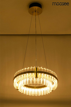 Lampa wisząca SATURNUS 47 DUO złota - LED, szkło, stal szczotkowana