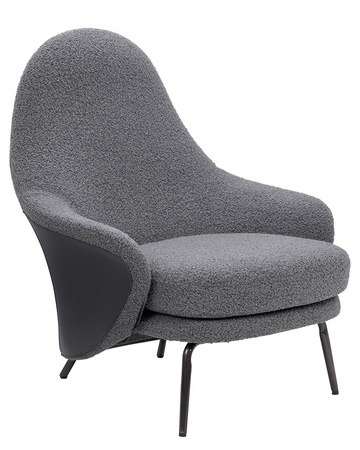 Fotel LOBBY TEDDY szary - stal nierdzewna, czarny opal