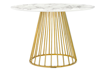 Stół GLAM MARBLE 110 - MDF, złota podstawa