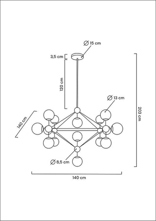 Lampa wisząca ASTRIFERO 15 złota / bursztynowa
