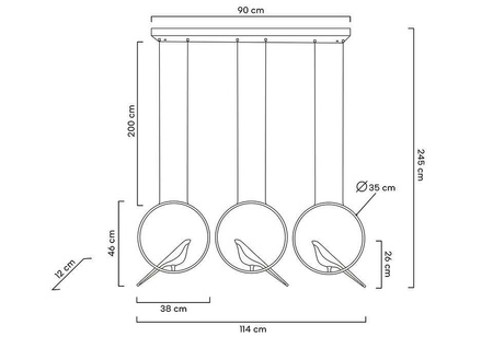 Lampa wisząca BIRD LINE złota