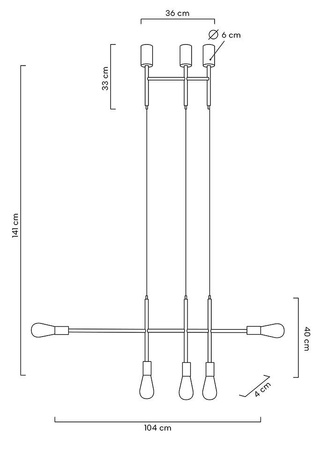 Lampa wisząca RIVA 5 złota