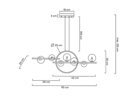 Lampa wisząca ALURE LINE TWIN 90 czarna