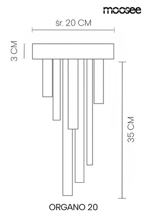 MOOSEE lampa sufitowa / plafon ORGANO 20  złota