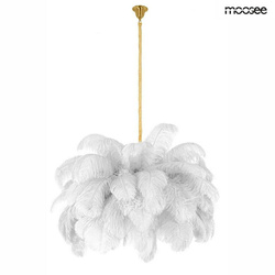 MOOSEE lampa wisząca TIFFANY 135 biała mosiądz / naturalne pióra