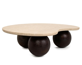 MaMaison stolik kawowy ORGANIC trawertyn  / drewno