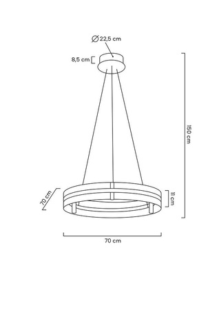 Lampa wisząca SATURNUS 70 złota - LED, szkło, stal szczotkowana