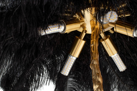 MOOSEE lampa podłogowa TIFFANY 175        czarna mosiądz / naturalne pióra