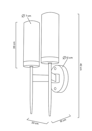 Lampa ścienna TORCH TWIN złota