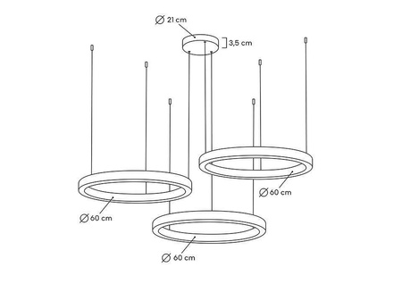 MOOSEE lampa wisząca RING 60 + 60 + 60    złota na jednej podsufitce