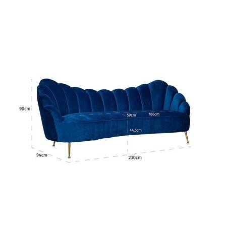 RICHMOND sofa COSETTE BLUE - welur, podstawa złota